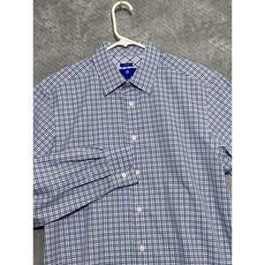 Egara Men's Large Dress Shirt Stripe Blue Long Sleeve Professional Non Iron